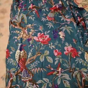 Floral Bird Print Button Down Shirt